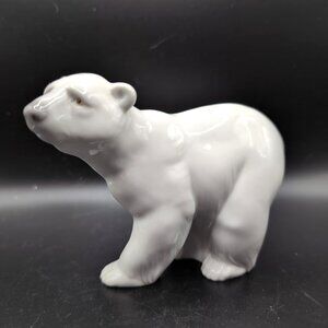 Vintage Lladro Porcelain Polar Bear Figurine Made in Spain 5x4" White NEAR MINT